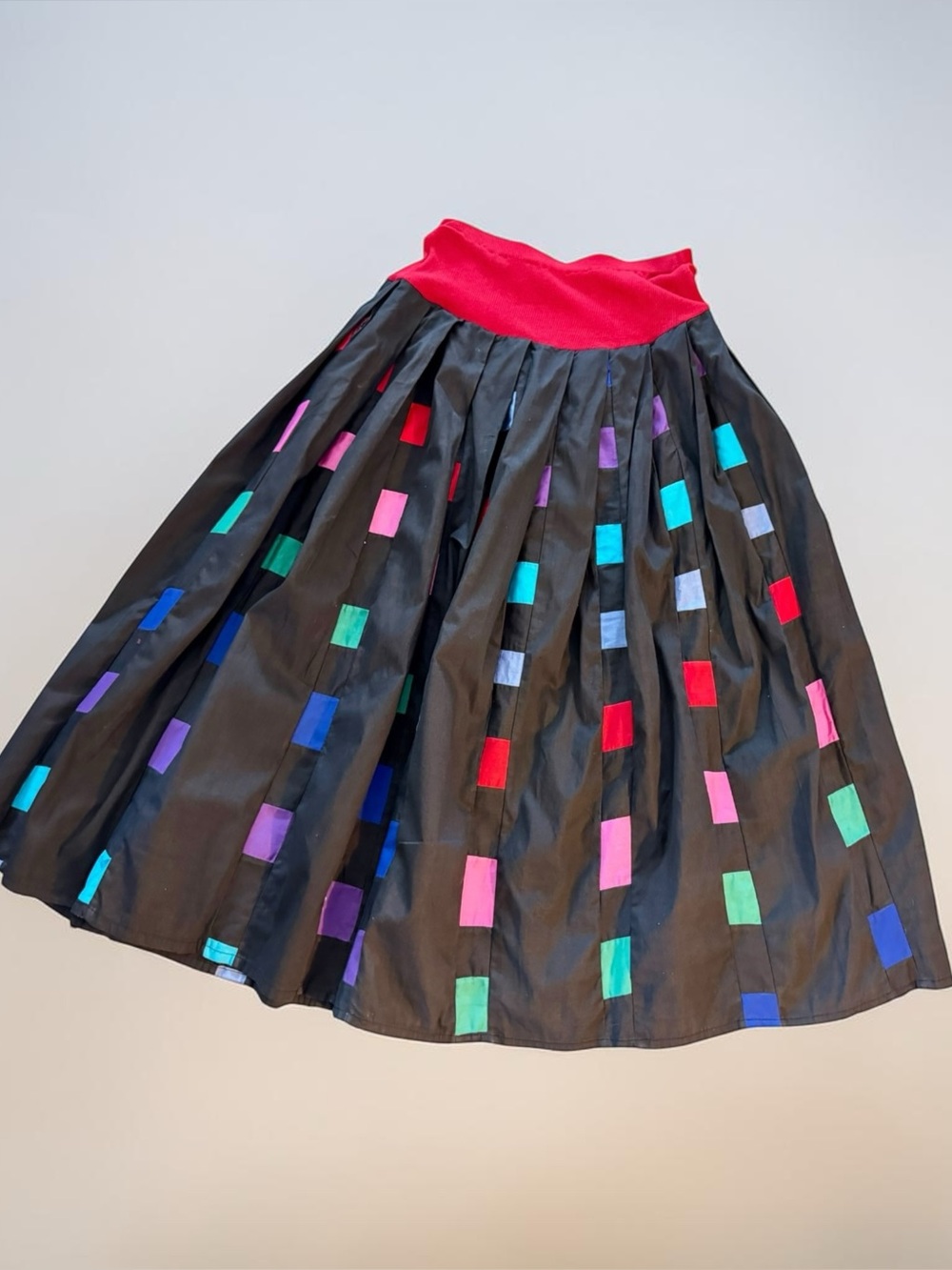 Vtg 80s Pegaso Quilted Patchwork Full Sweep Skirt Midi S/M Mexican Folk Art